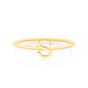 S Initial Ring in 10kt Yellow Gold