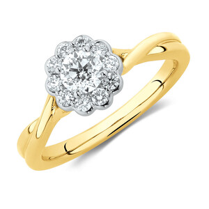 Southern Star Engagement Ring with 1/2 Carat TW of Diamonds in 14ct Yellow & White Gold