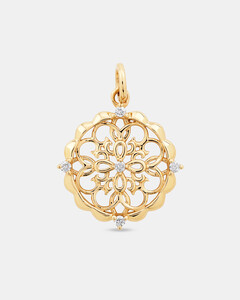 Filigree Pendant with Diamonds in 10kt Yellow Gold
