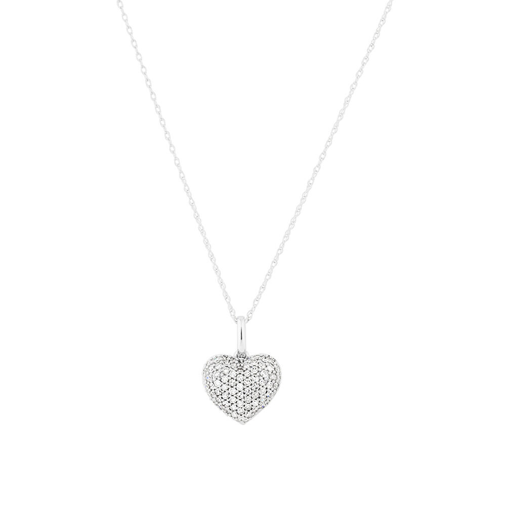 Pave Heart Pendant with 0.39 Carat TW of Diamonds in 10kt White Gold