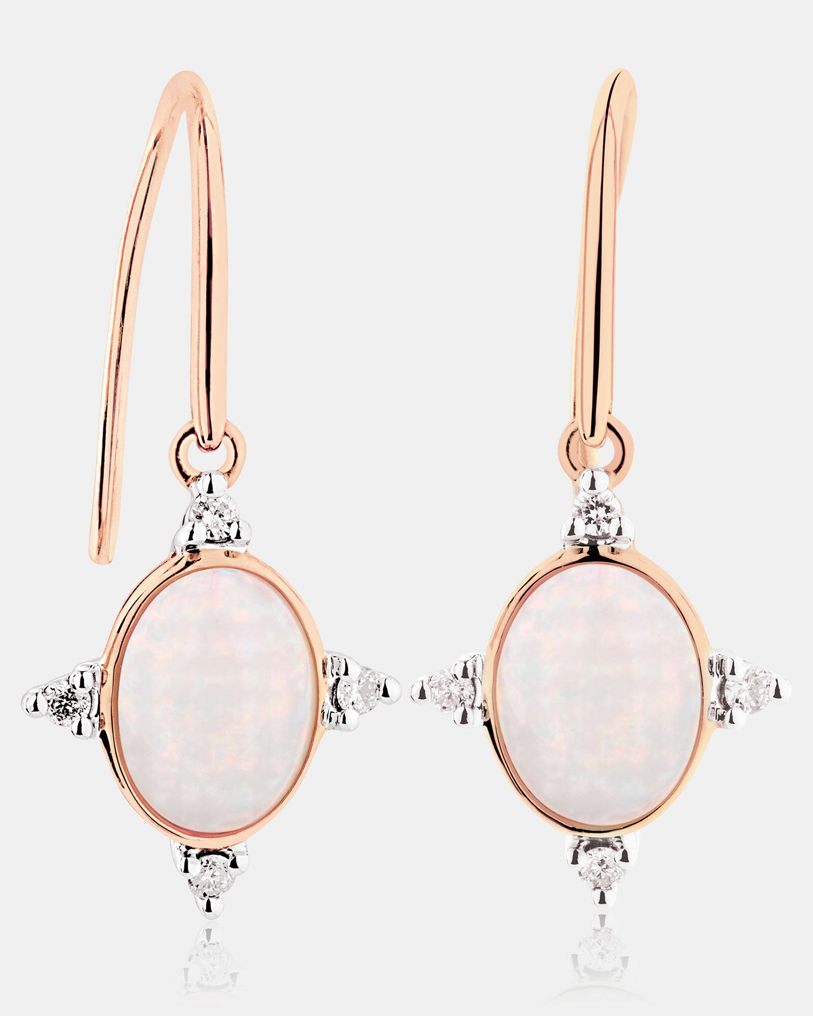 Hook Earrings with Opal and 0.10 Carat TW of Diamonds in 10kt Rose Gold