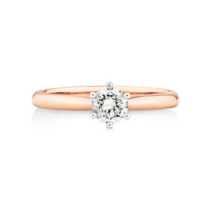 Certified Solitaire Engagement Ring with a 0.50 Carat TW Diamond in 18kt Rose and White Gold