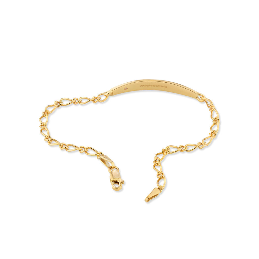 14cm (6") Baby Identity Bracelet with Pink Cubic Zirconia in 10kt Yellow Gold