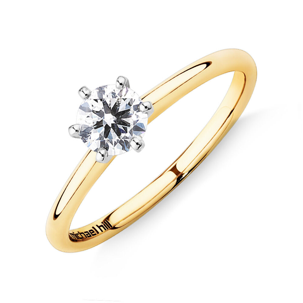 Michael Hill Solitaire Engagement Ring with a 0.50 Carat TW Diamond with the De Beers Code of Origin in 18kt Yellow & White Gold