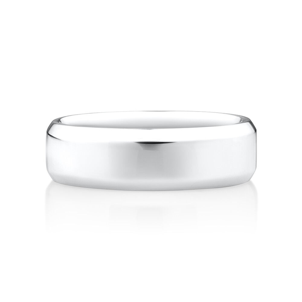 7mm Flat Bevelled Wedding Band in Sterling Silver