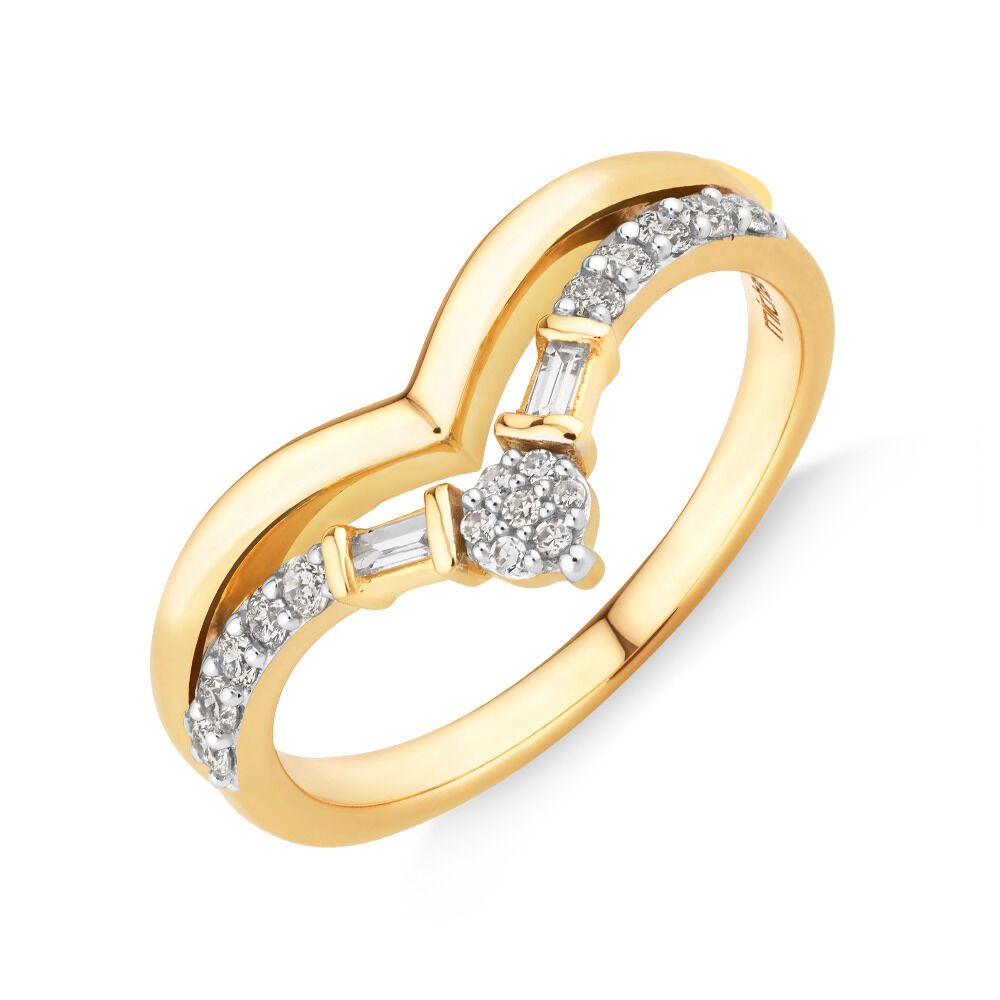 Yellow gold chevron ring on sale
