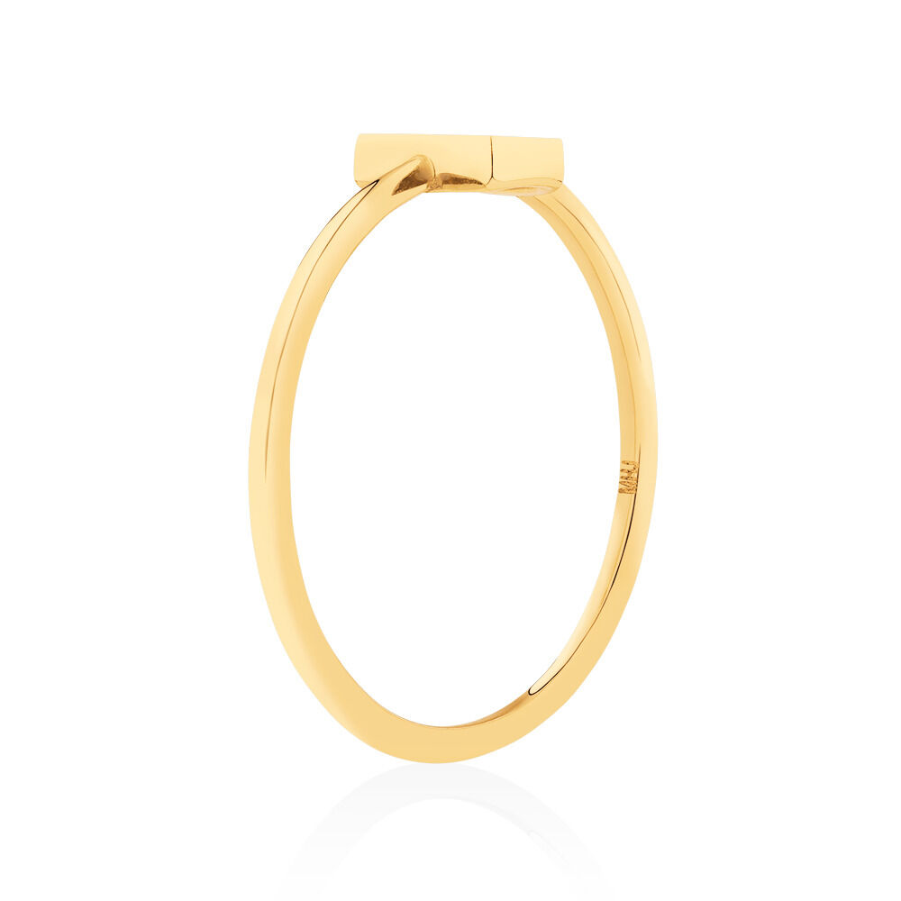 D Initial Ring in 10kt Yellow Gold