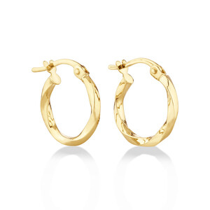 Square Twist Hoop Earrings in 10kt Yellow Gold