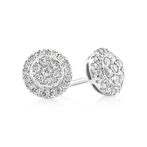 Cluster Earrings with 0.50 Carat TW of Diamonds in 10kt White Gold