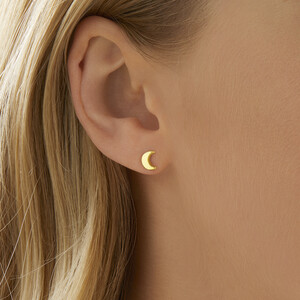 Boutons d'oreilles de lune en or jaune 10 K