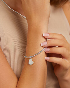 19cm (7.5") Engravable Heart Bead Bracelet in Sterling Silver