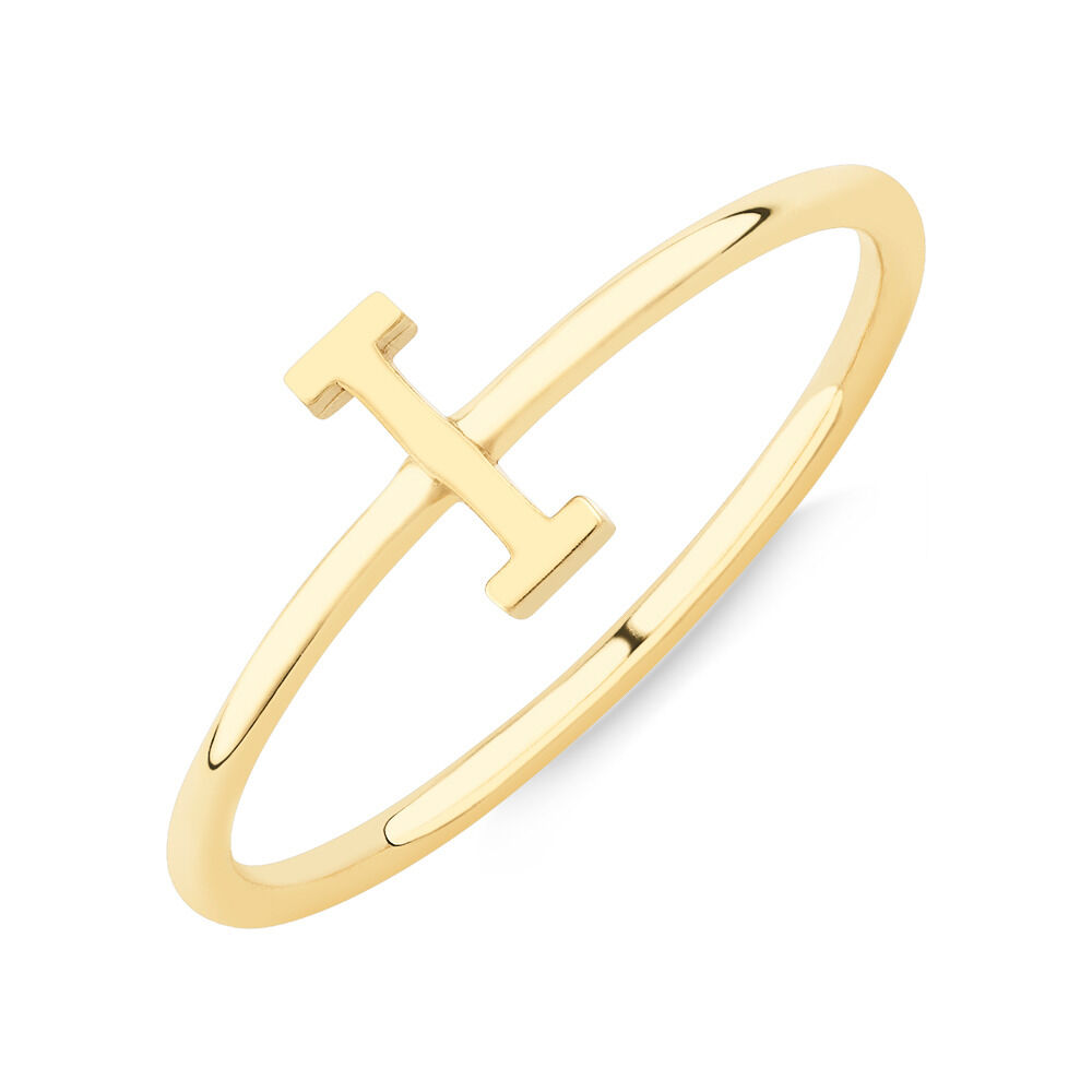 I Initial Ring in 10kt Yellow Gold