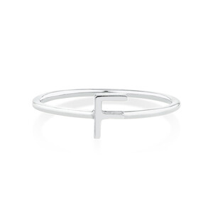 F Initial Ring in Sterling Silver
