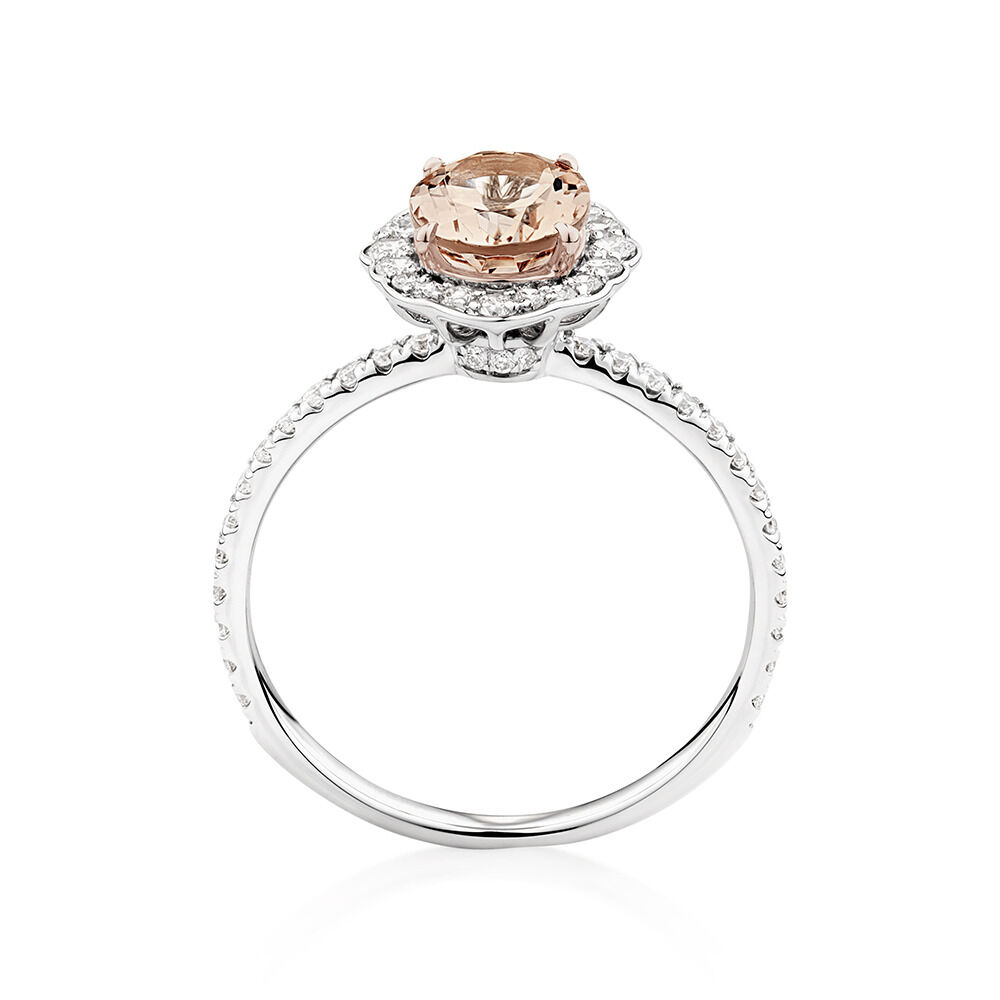 Sir Michael Hill Designer Engagement Ring with Morganite & 0.40 Carat TW of Diamonds in 18kt White Gold