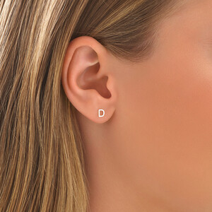 D Initial Single Stud Earring in Sterling Silver