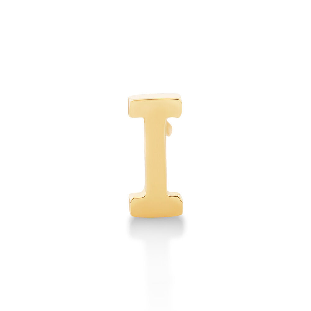 Bouton d'oreille unique à initiale I en or jaune 10 K