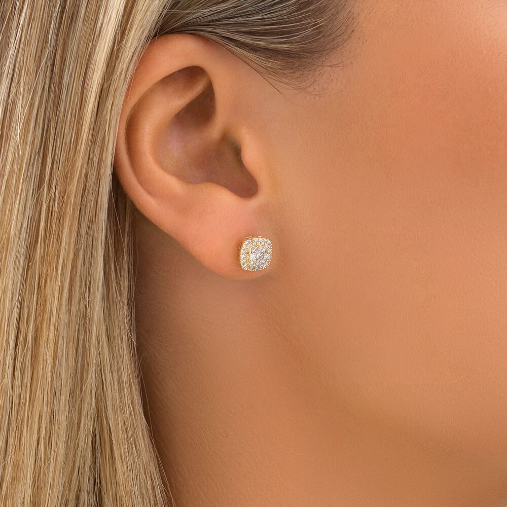 Cluster Stud Earrings with 0.50 Carat TW of Diamonds in 10kt Yellow Gold