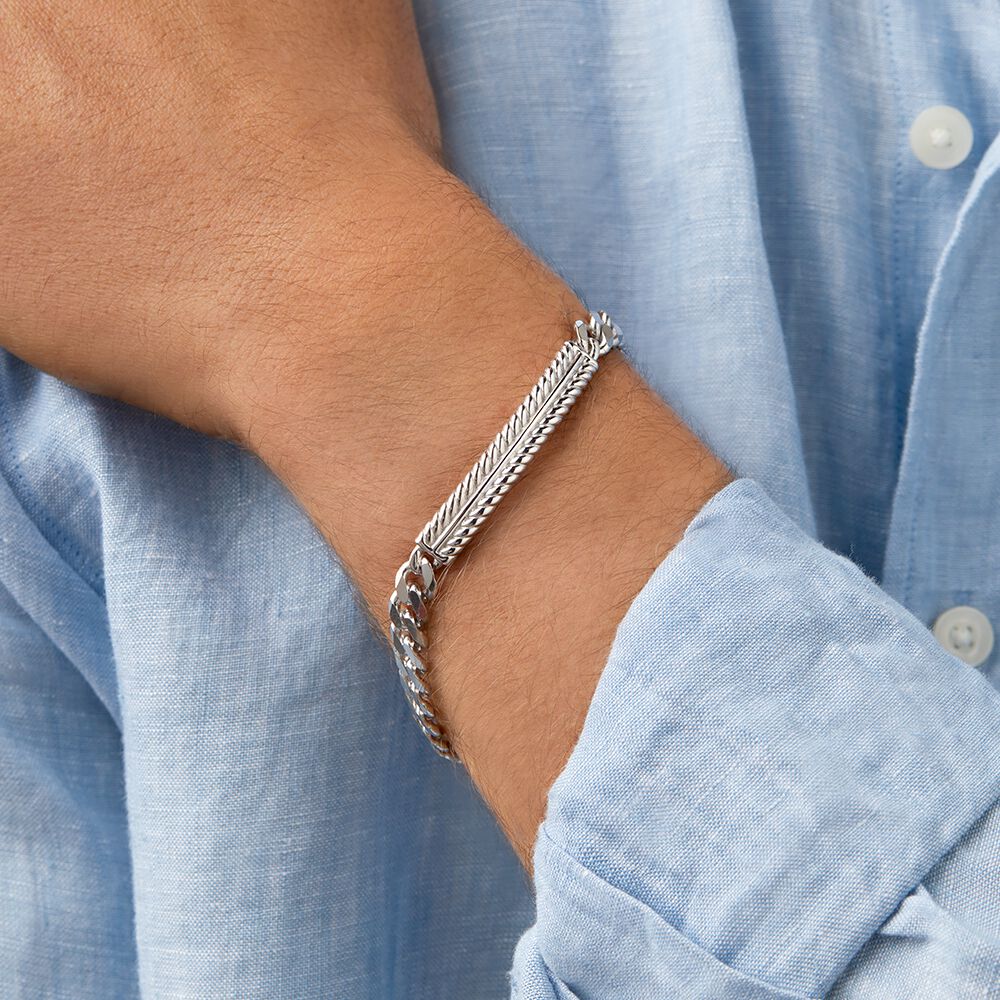 21cm (8") Textured Bracelet in Sterling Silver