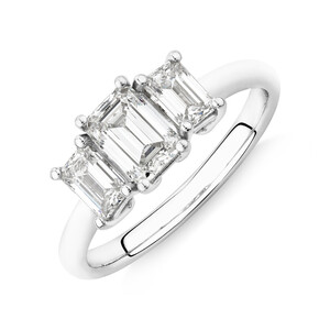 Three Stone Engagement Ring with 1.30 Carat TW of Laboratory-Grown Diamonds in 14kt White Gold