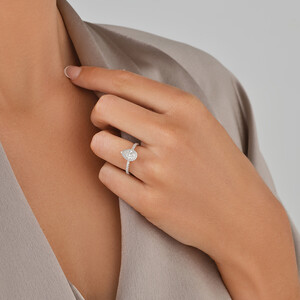Bague de fiançailles à halo avec pierre taille en poire Sir Michael Hill Designer Fashion en or blanc 18 K avec diamants totalisant 1,36 ct