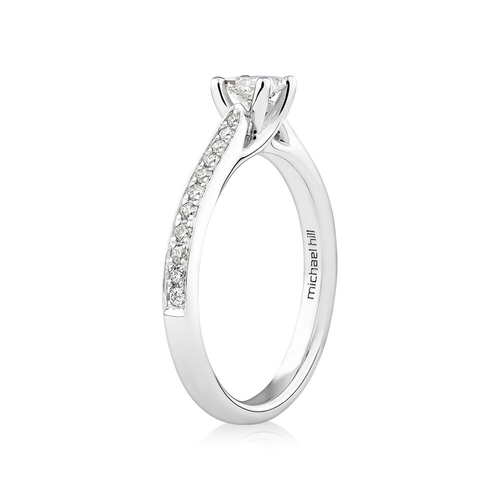 Solitaire Engagement Ring With 1/2 Carat TW of Diamonds In 14kt White Gold