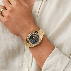 Men's Solar Chronograph Watch with 0.50 Carat TW of Diamonds in Gold Tone Stainless Steel