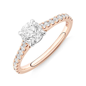 Engagement Ring with 1 1/4 Carat TW of Diamonds in 14kt Rose/White Gold