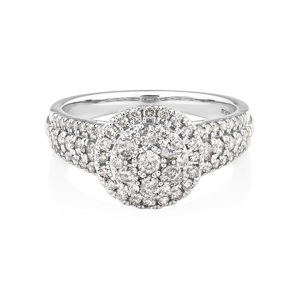 Halo Ring with 1 Carat TW of Diamonds in 10kt White Gold