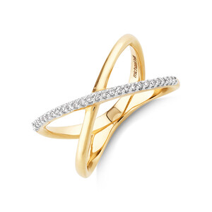 Geometric Ring with Diamonds in 10kt Yellow Gold