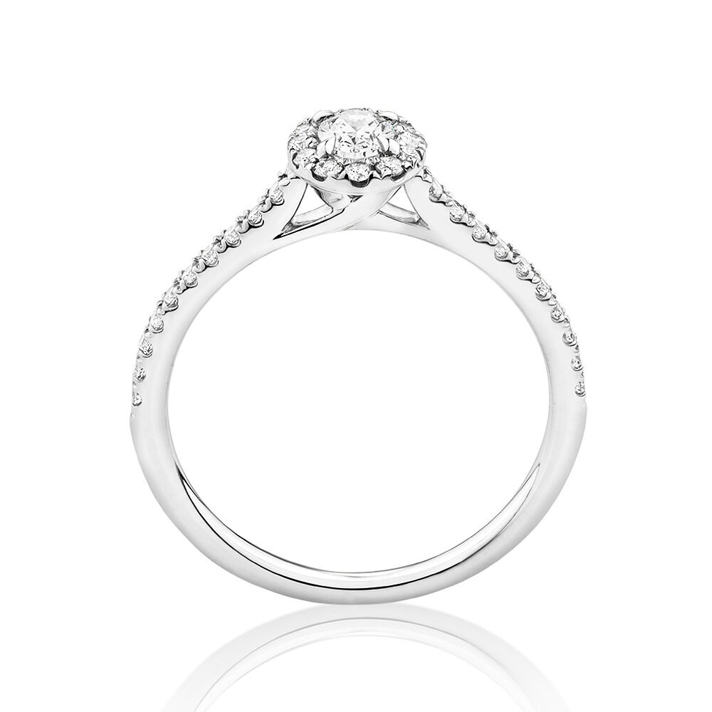 Oval Halo Ring with 0.50 Carat TW of Diamonds in 14kt White Gold