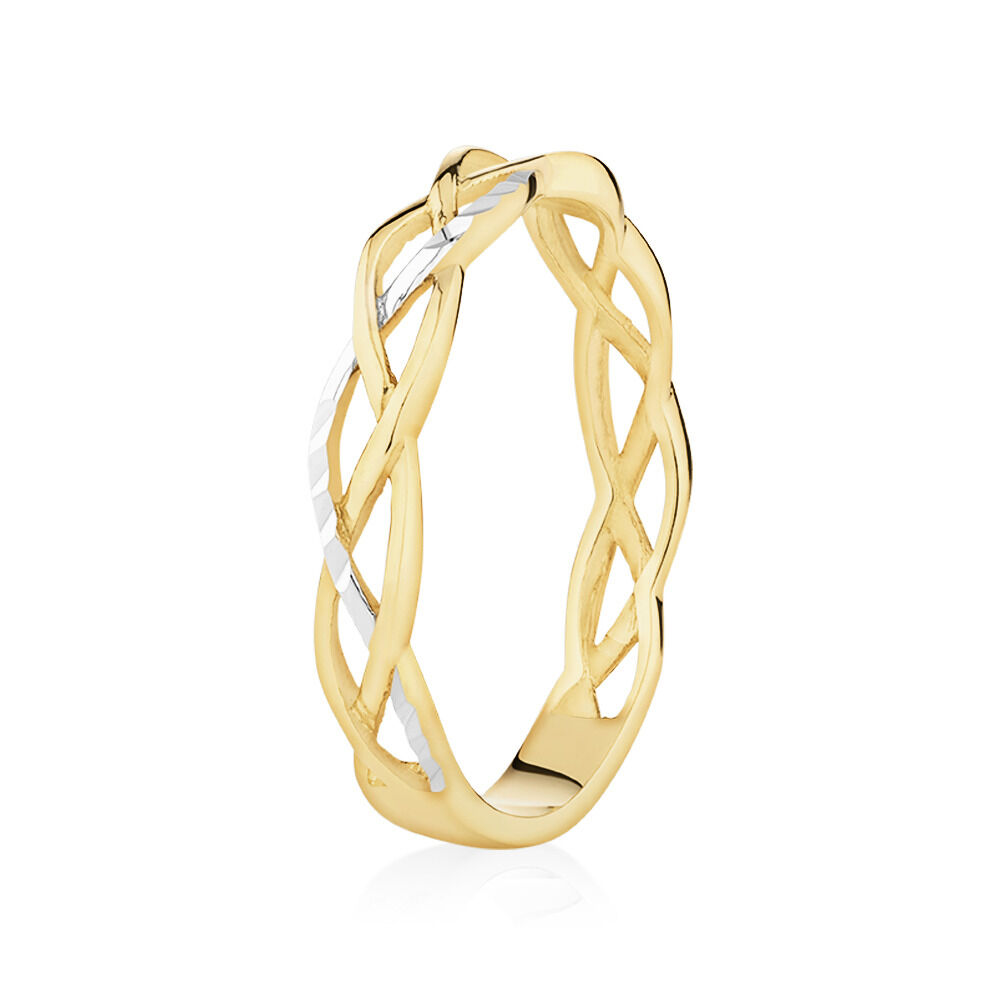 Crossover Ring in 10kt Yellow & White Gold