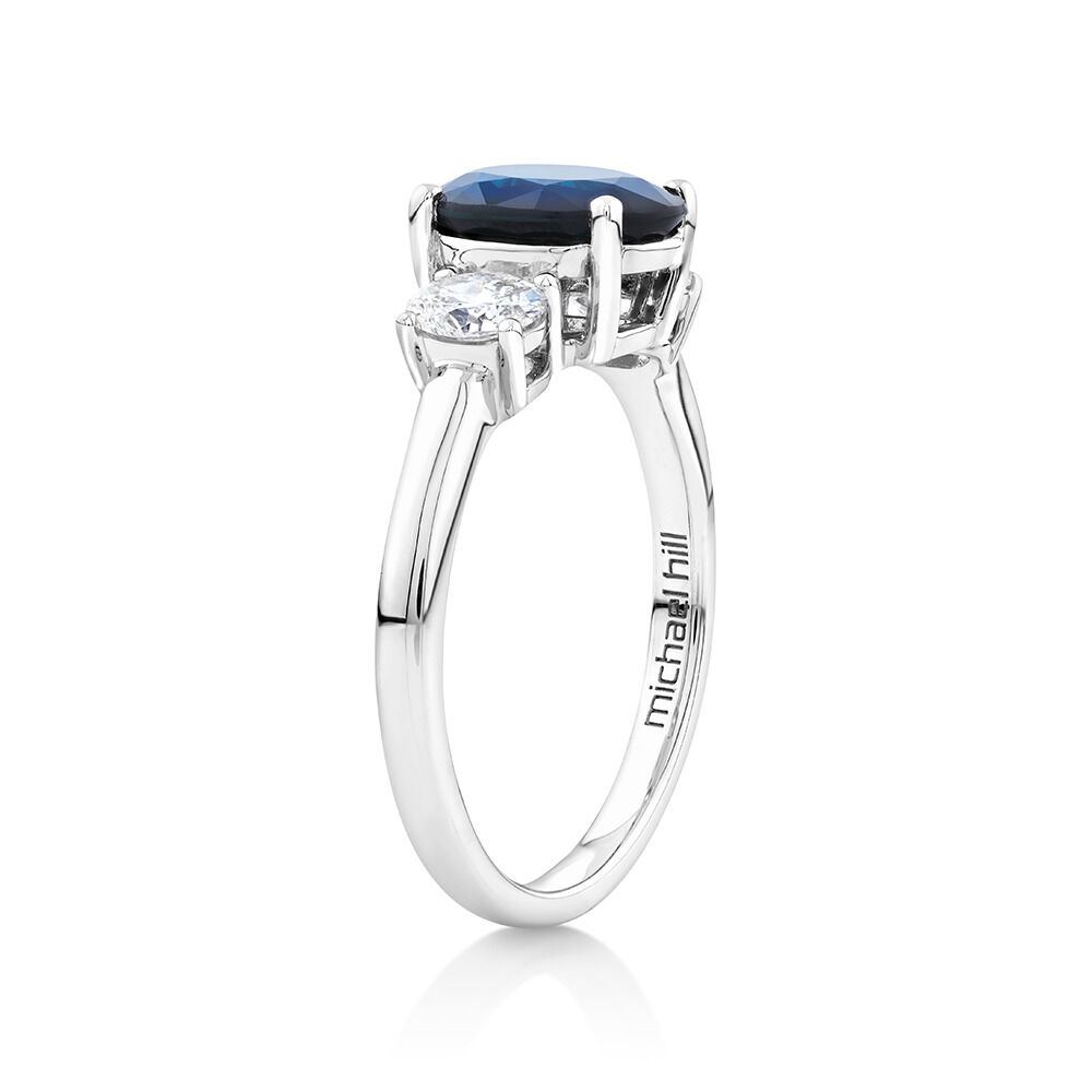 Sapphire Ring with 0.46 Carat TW Diamonds in 14kt White Gold