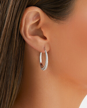 Deco Hoop Earrings with 2.50 Carat TW of Diamonds in 10kt White Gold