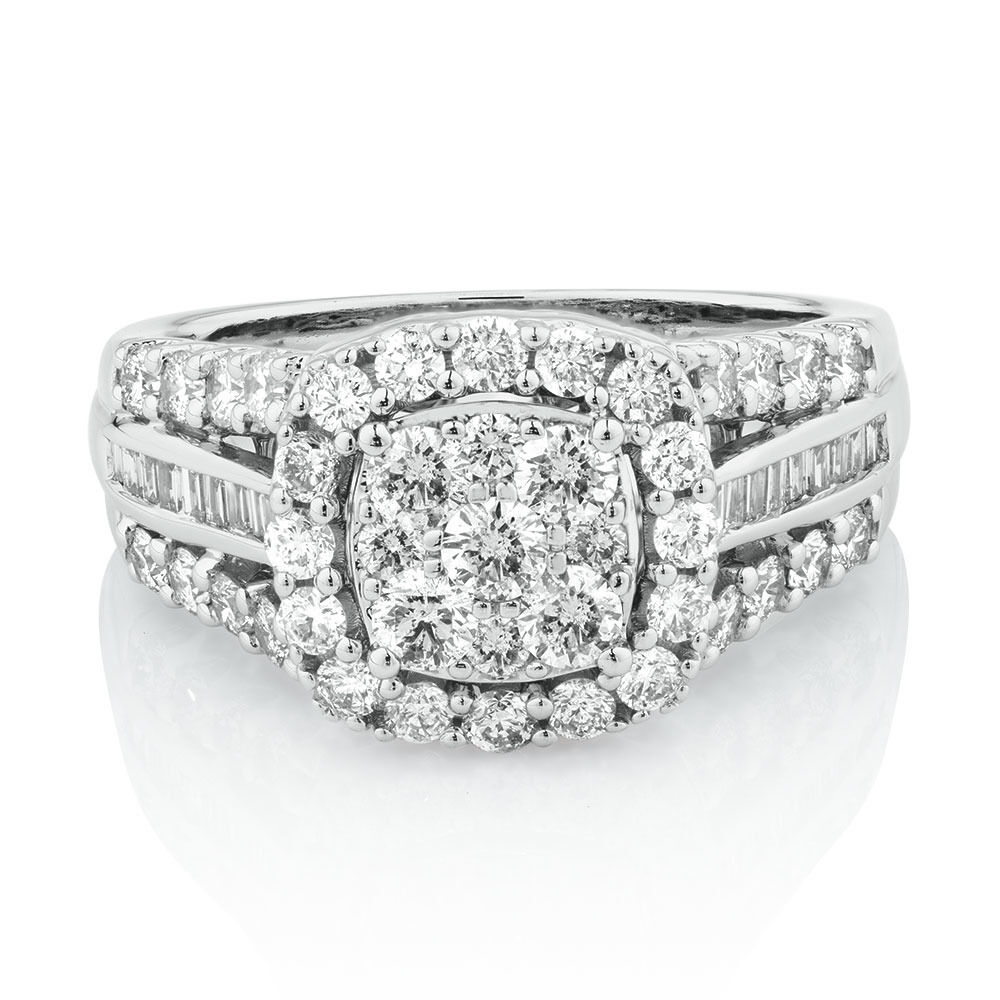 Engagement Ring with 1 1/2 Carat TW of Diamonds in 10kt White Gold
