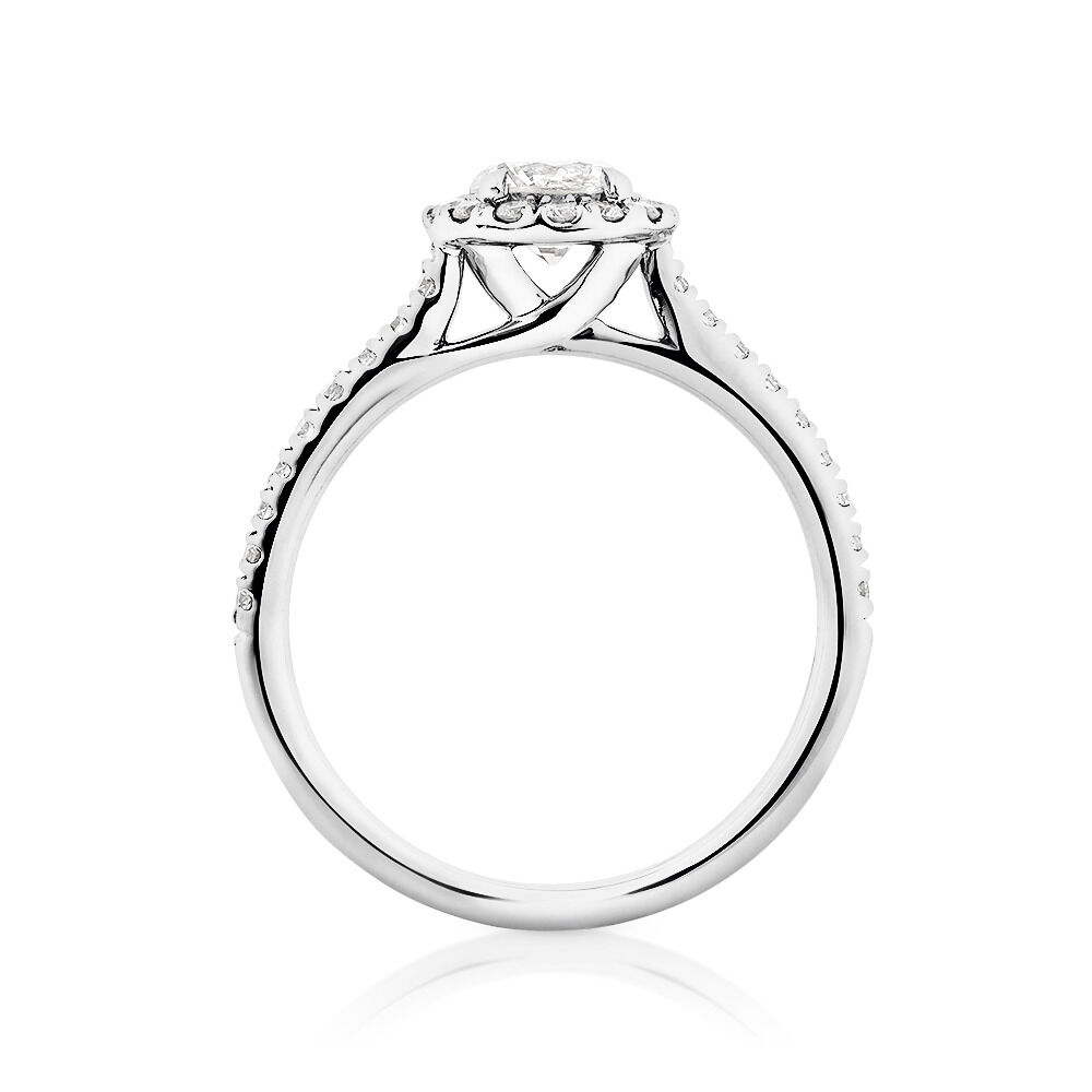 Engagement Ring with 0.92 Carat TW of Diamonds in 14kt White Gold