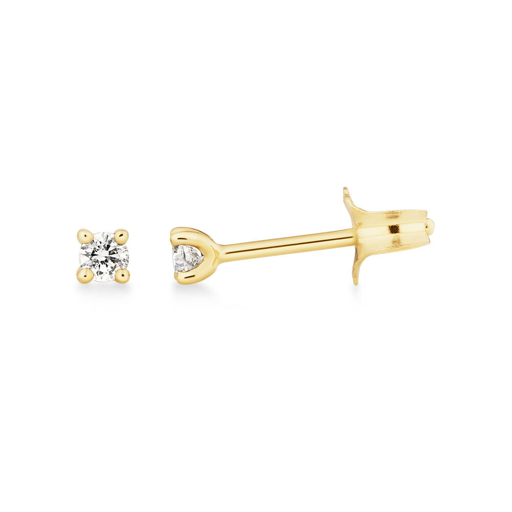 Solitaire Stud Earrings with 0.10 Carat TW of Diamonds in 10kt Yellow Gold