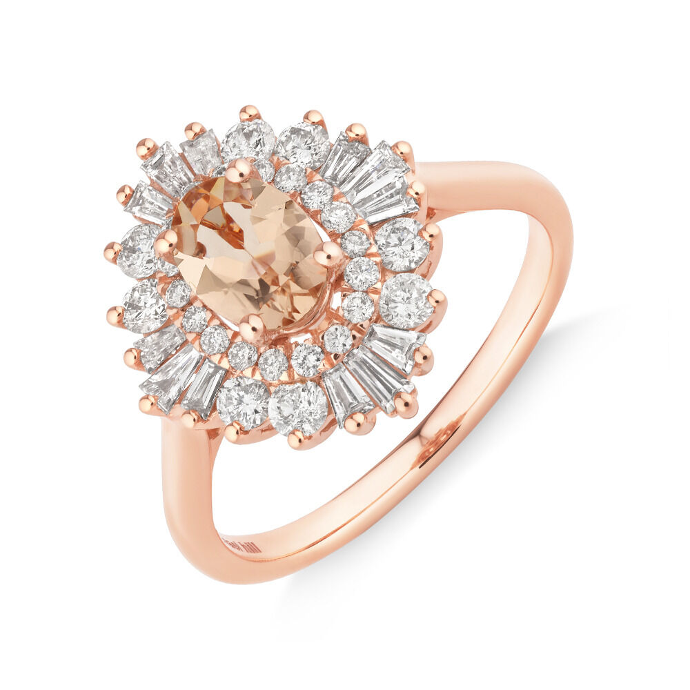 Ballerina Ring with Morganite & 0.75 Carat TW of Diamonds in 10kt Rose Gold