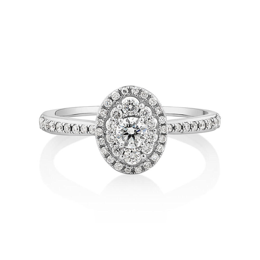 Halo Engagement Ring with 0.45 Carat TW of Diamonds in 10kt White Gold