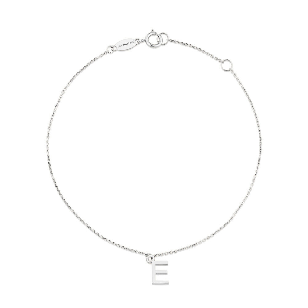 19cm (7.5") E Initial Bracelet in Sterling Silver