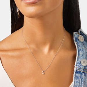 G Initial Necklace with 0.10 Carat TW of Diamonds in 10kt White Gold