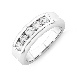 Wedding Band with .90TW of Laboratory-Grown Diamonds in 14kt White Gold