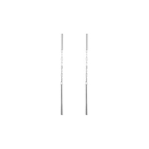 Double Bar And Chain Drop Earrings in Sterling Silver