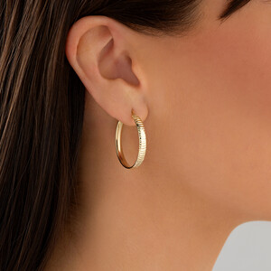 25mm Diamond Cut Hoop Earrings In 10kt Yellow Gold