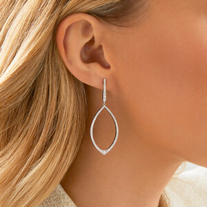 Deco Drop Earrings with 1.50 Carat TW of Diamonds in 10kt White Gold