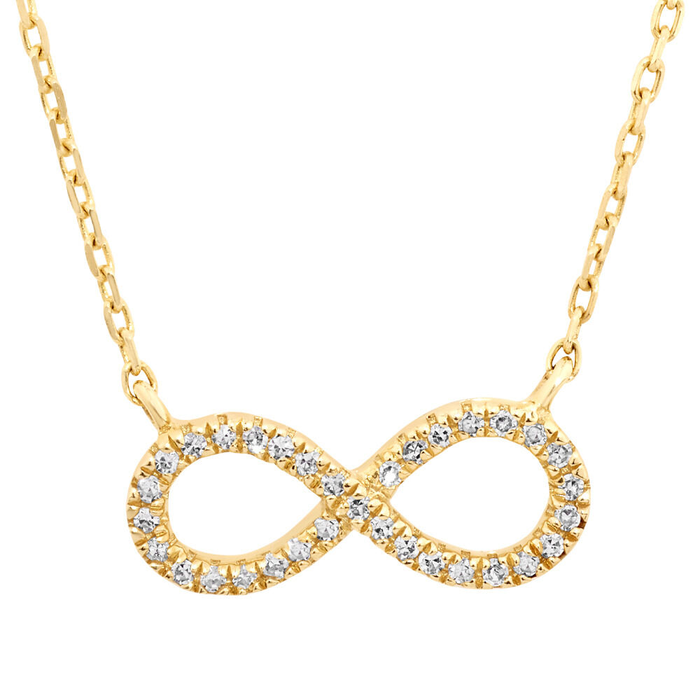 Infinity Necklace with Diamonds in 10kt Yellow Gold