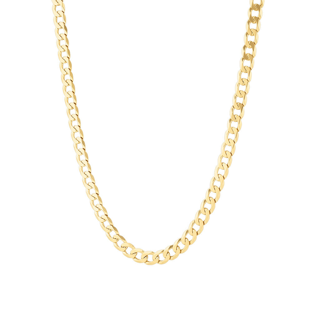 60cm (24") 6.5mm-7mm Width Solid Curb Chain in 10kt Yellow Gold