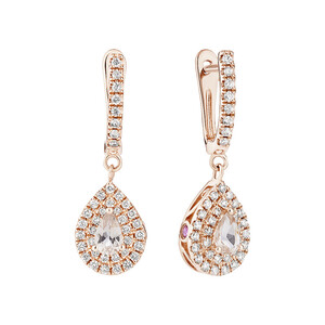 Pendants d'oreilles griffés en or rose 10 K avec diamants totalisant 0,38 ct et morganite Sir Michael Hill Designer