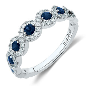Ring with Sapphire & 0.37 Carat TW of Diamonds in 14kt White Gold