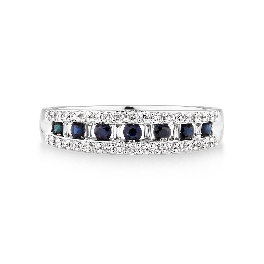 Ring with Sapphire & 0.29 Carat TW of Diamonds In 10kt White Gold