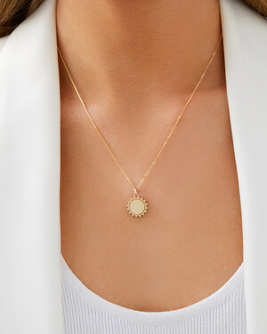 Engravable Beaded Disc Pendant in 10kt Yellow Gold